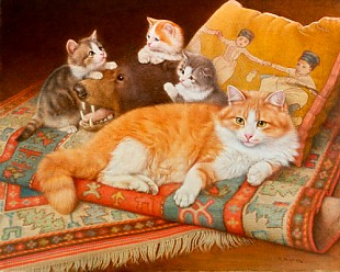 Wilhelm Schwar - Die Katzenmutter und ihre Kleinen