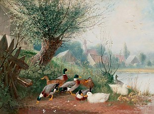 Julius Scheuerer - Enten am Mühlenteich