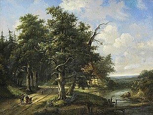 Johannes Petrus van Velzen - Flußlandschaft mit Staffage