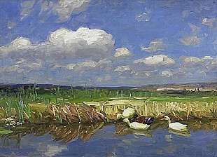 Alexander Koester - Enten am Seeufer