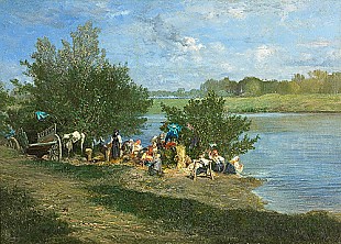 Alexandre René Véron - Wäscherinnen am Fluß