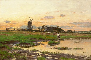 Arthur Wansleben - Windmühle im Abendrot