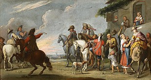 Niederländischer Maler - Gesellschaft zu Pferde