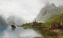 Sommerliche Fjordlandschaft mit Dampfschiff