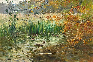 Ernst Otto - Enten im herbstlichen Teich