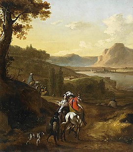 Adriaen van de Velde - Falkenjagd in südlicher Landschaft