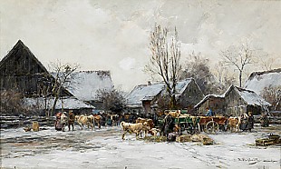 Karl Stuhlmüller - Winterlicher Viehmarkt in Bayern