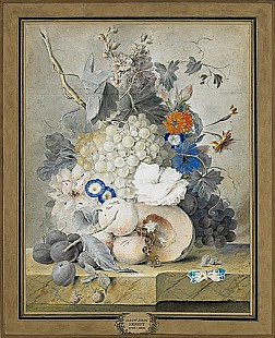 Albertus Jonas Brandt - Blumen- und Frü̈chtestilleben mit Schmetterling