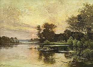 Albert Gabriel Rigolot - Sonnenuntergang am Fluß