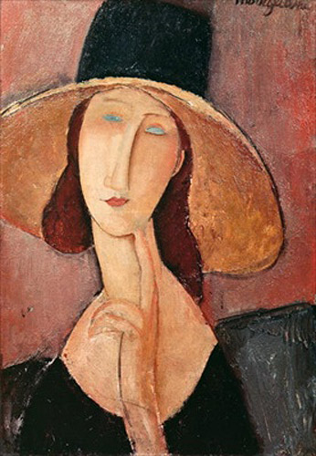 Amadeo Modigliani - Jeanne Hebuterne mit großem Hut