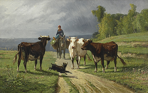 Antonio Cortes - Landschaft mit Kühen