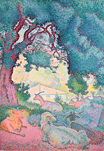 Henri-Edmond Cross - Landschaft mit Ziegen