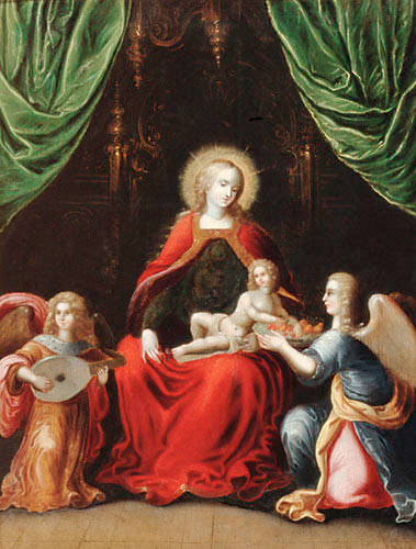 flämischer Meister - Madonna mit Jesuskind und Engeln