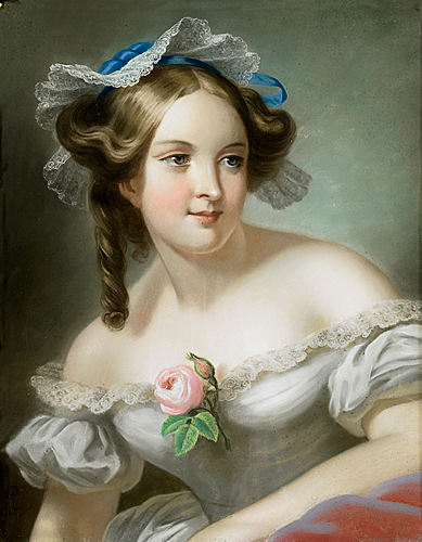 Franz. Monogrammist L.P. - Mädchen mit Rose 