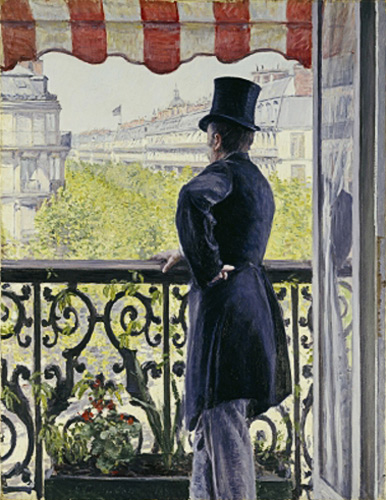 Gustav Caillebotte - Mann mit Zylinderhut auf dem Balkon am Boulevard Hausmann 1880