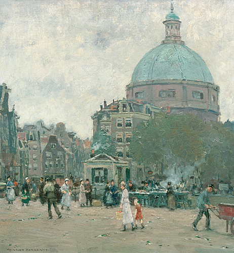 Heinrich Hermanns - Marktszene in Amsterdam