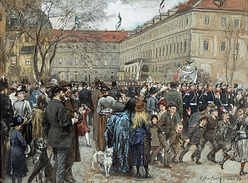 Oskar Herrfurth - Militärparade am Weimarer Stadtschloß