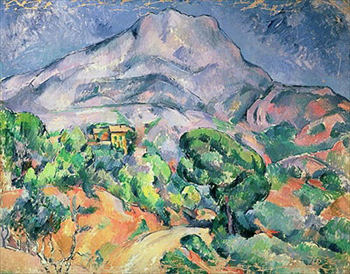 Paul Cézanne - Montagne Sainte-Victoire aus dem Südwesten mit Bäumen und einem Haus
