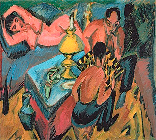 Ernst Ludwig Kirchner - Otoo Müller beim Schachspielen