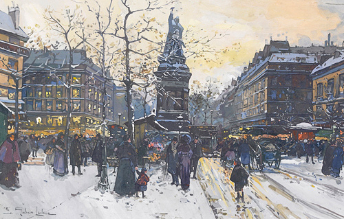 Eugen Galien-Laloue - Paris, Winterabend  