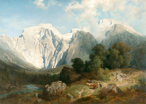 August Wilhelm Leu - Partie im Hochgebirgstal