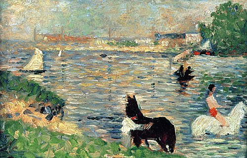 Georges-Pierre Seurat - Pferde im Fluß