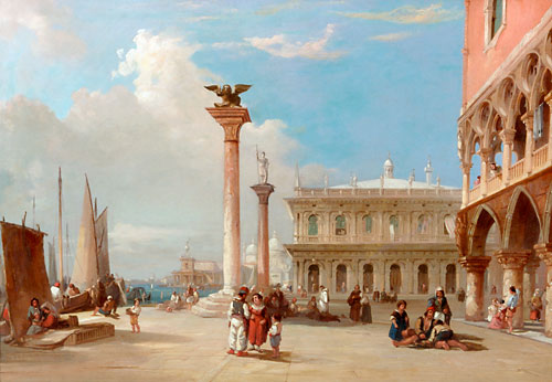 Edward Pritchett - Piazetta in Venedig mit Dogenpalast, Bibliothek und Markussäule