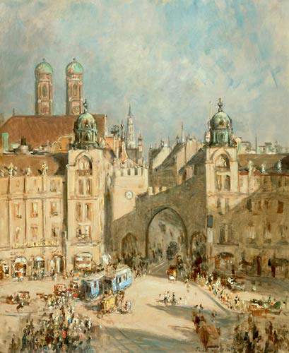 Paul Thiem - Reges Treiben in der Altstadt Münchens