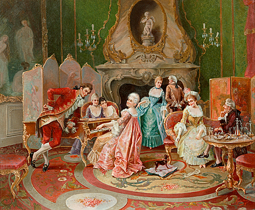 Jean Hector H. Gambert - Rokokoszene im Musiksalon Louis XV.