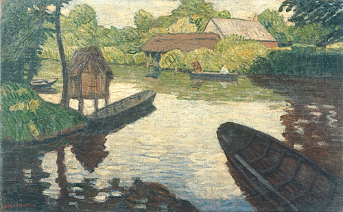 Otto Modersohn - Ruderpartie auf dem Moorgraben