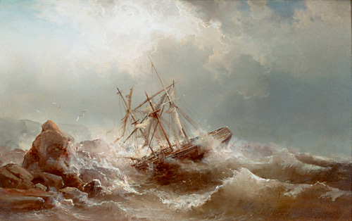 Wilhelm Krause - Schiffbruch an einer Felsenküste