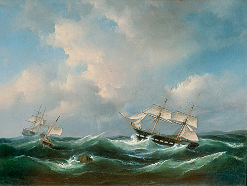 Govert van Emmerik - Segelschiffe auf stürmischer See