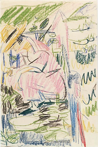 Ernst Ludwig Kirchner - Sitzende Erna Kirchner im Garten