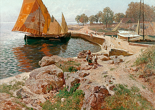 Rudolf Weber - Sommertag im Seehafen von Lovrana