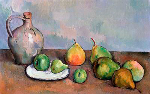 Paul Cézanne - Stilleben mit Krug und Früchten
