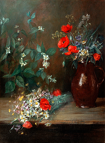 Wilhelm Stumpf - Stilleben mit Wiesenblumen und blü̈henden Buschzweigen