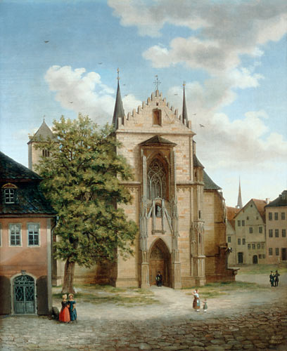 Franz Schmidt - Stiller Tag auf dem Marktplatz mit Kirche und Staffagen