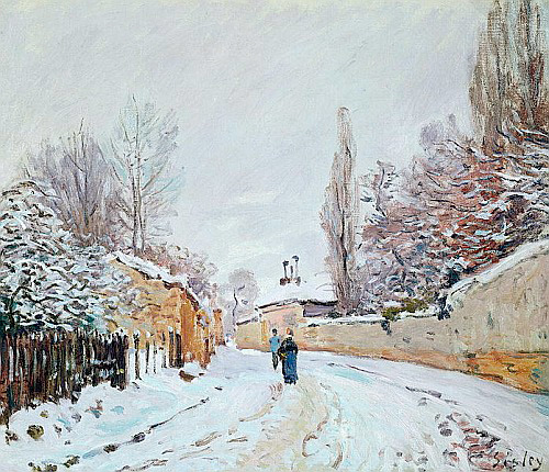 Alfred Sisley - Straße im Schnee bei Louveciennes
