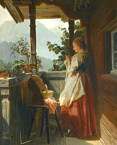 Ludwig Vollmar - Strickendes Mädchen