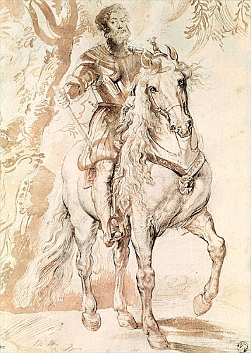 Peter Paul Rubens - Studie eines Reiterporträts