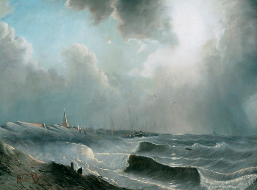 Albertus van Beest - Stürmische See an der Küste bei Scheveningen