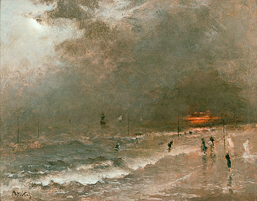 Alfred Stevens - Sturm am Strand von Scheweningen 