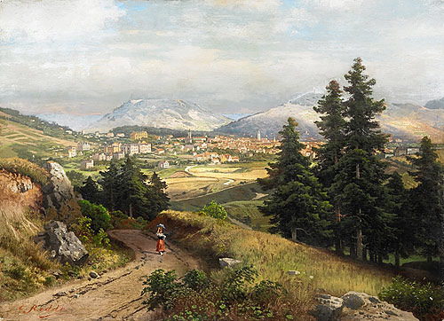 Carl Gustav Rodde - Süddeutsche Landschaft mit Stadtansicht