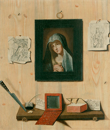 Andrea Domenico Remps - Trompe-l´oeil-Stilleben mit Madonna