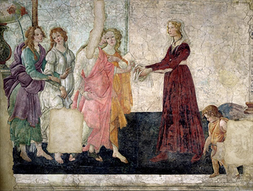 Sandro Botticelli - Venus und die Grazien bieten ihre Geschenke einem jungen Mädchen an 