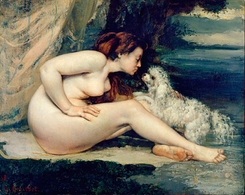 Gustave Courbet - Weiblicher Akt mit Hund