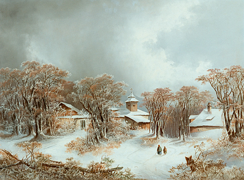 Franz Barbarini - Winterabend am Dorfrand 